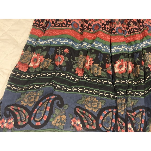 Vintage Backroad Blues Floral Maxi Skirt Womens Size 22 Elastic Waist Boho - Picture 11 of 12